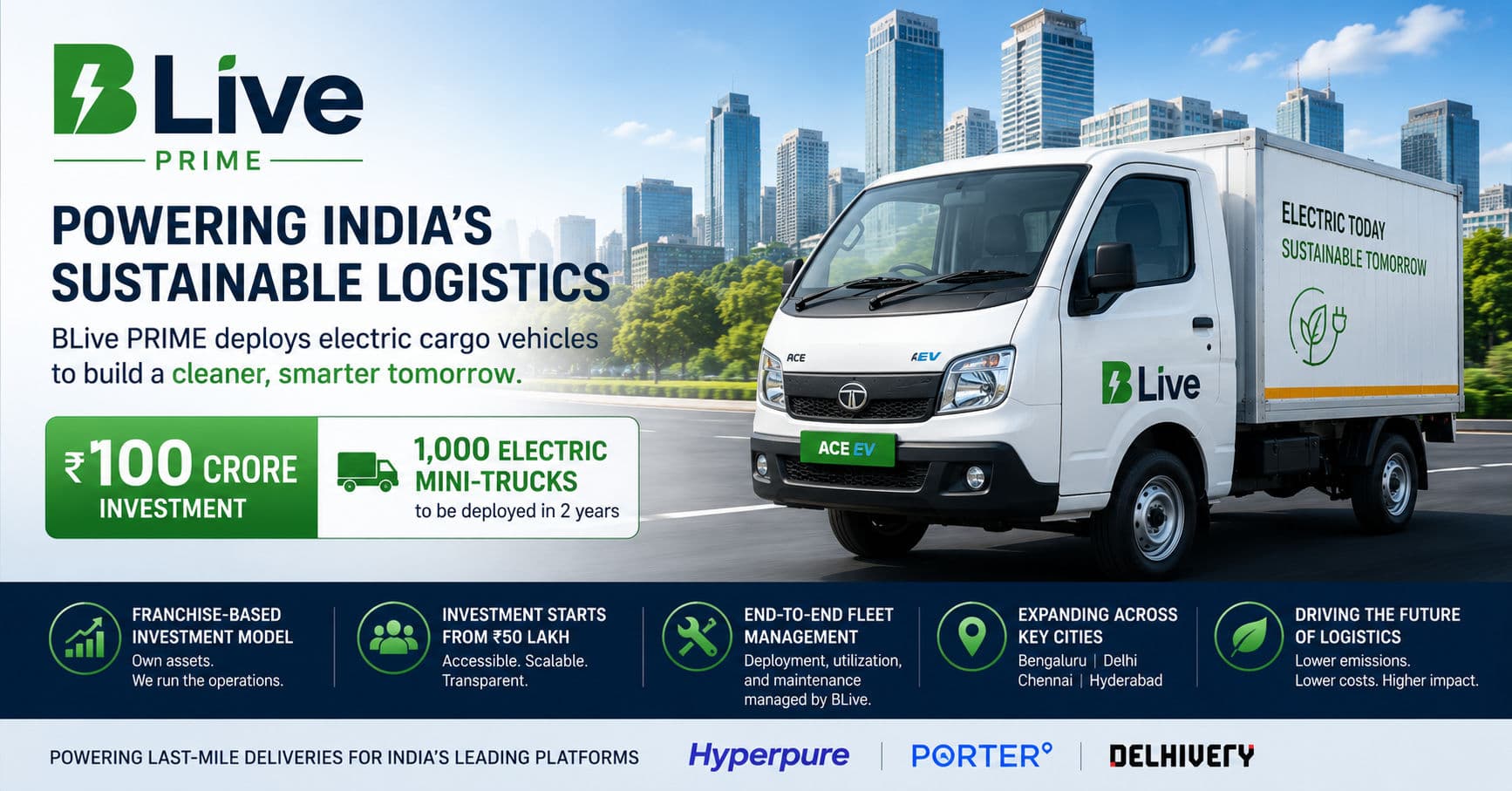 BLive PRIME Launches ₹100 Crore Initiative to Deploy 1,000 Electric Cargo Vehicles Across India