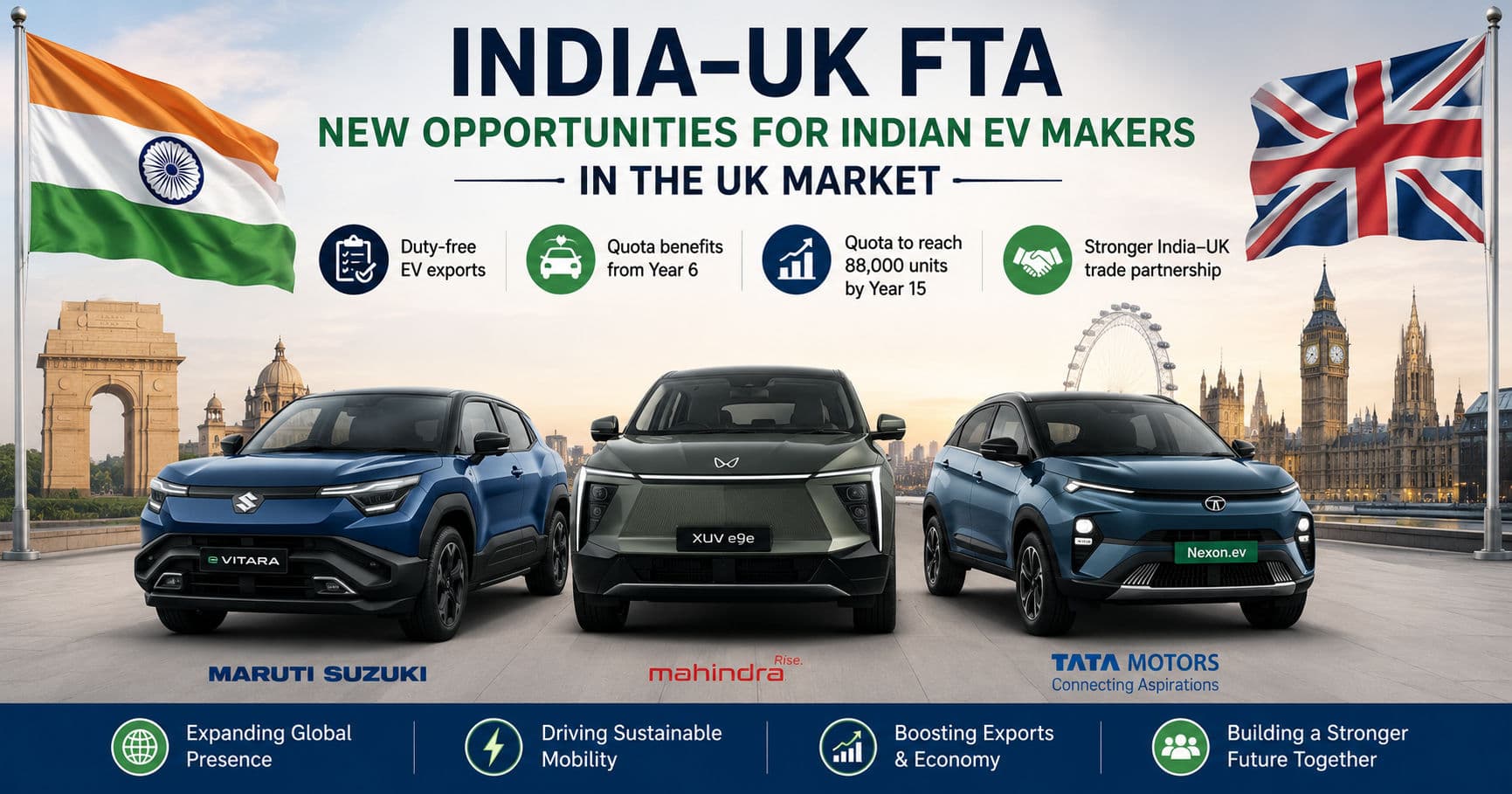 Indian Automakers Set Sights on UK EV Market Through India-UK Free Trade Agreement