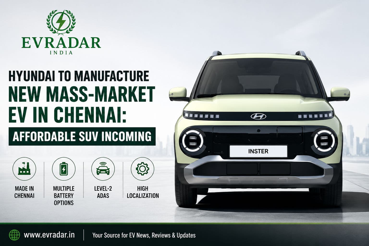 Hyundai's Affordable Electric SUV Set for Indian Production: Chennai Facility to Lead Manufacturing