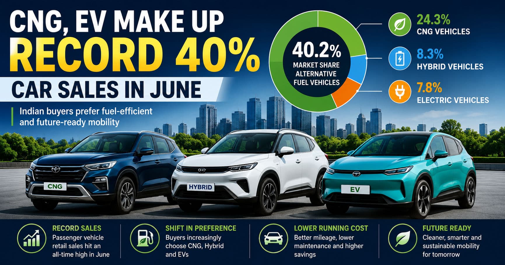 Alternative Fuel Vehicles Cross 40% Market Share in India as CNG and EV Demand Surges